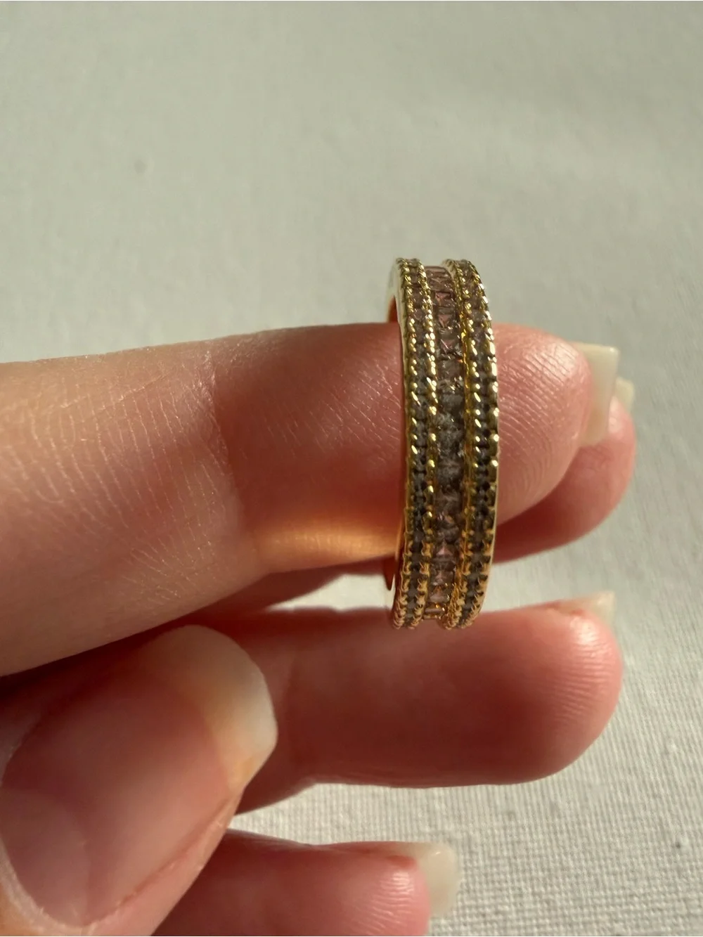 NEW Nordstrom Gold-Tone Crystal Triple -Row Band Ring 6
